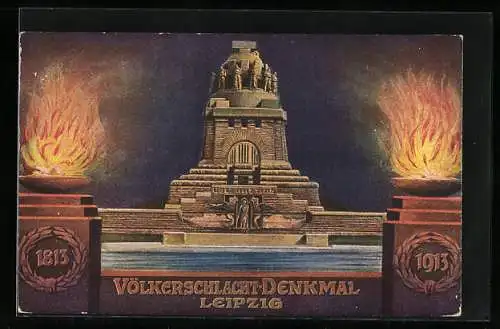 AK Leipzig, Festkarte zur Weihe des Völkerschlacht-Denkmals 1813-1913, Jugendstil