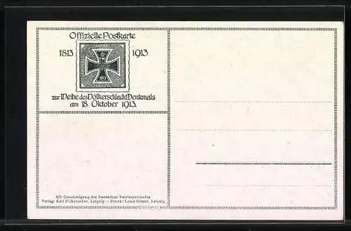 AK Leipzig, Völkerschlachtdenkmal, offizielle Postkarte zur Weihe des Denkmals 1913