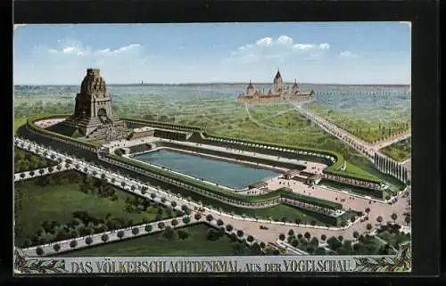 AK Leipzig, Völkerschlachtdenkmal von oben gesehen