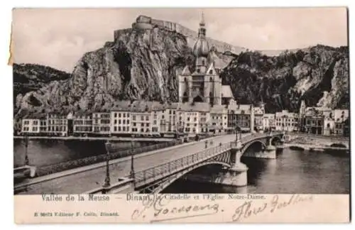 Relief-AK Dinant /Vallée de la Meuse, La Citadelle et l`Eglise Notre-Dame