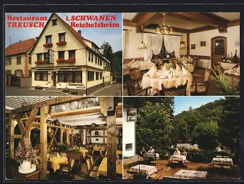 AK Reichelsheim / Odenwald, Restaurant Treusch Hotel zum Schwanen, Rathausplatz 2, Innenansichten