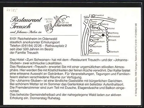 AK Reichelsheim / Odenwald, Restaurant Treusch Hotel zum Schwanen, Rathausplatz 2, Innenansichten