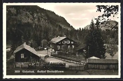 AK Tiefenbach / Allgäu, Gasthof Breitachklamm und Berglandschaft