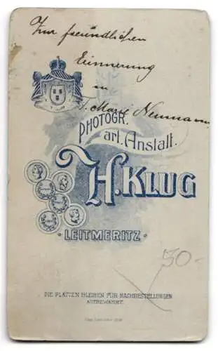 Fotografie Atelier H. Klug, Leitmeritz, Marie Neumann in gemustertem Kleid