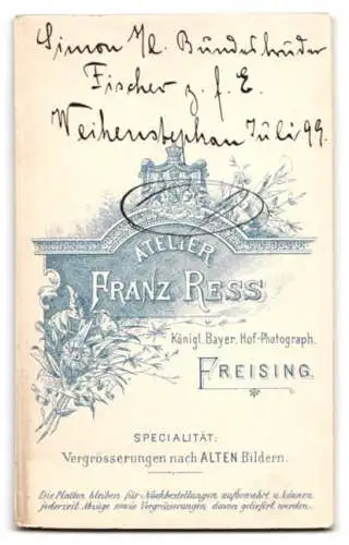 Fotografie Franz Ress, Freising, Simon als junger Mann im Jahr 1899