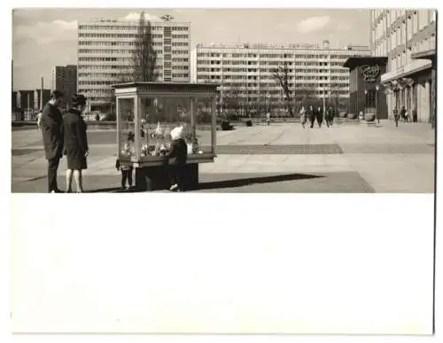 Fotografie unbekannter Fotograf, Ansicht Dresden, Platz mit Vitrine am Ring Cafe