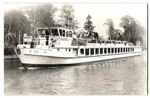 Fotografie H. Woike, Berlin-Müggelheim, Dampfer Lichtenberg P 105