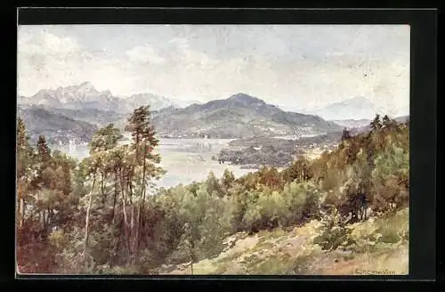 Künstler-AK Edward Theodore Compton: Klagenfurt, Kreuzbergl, Wörtherseeblick