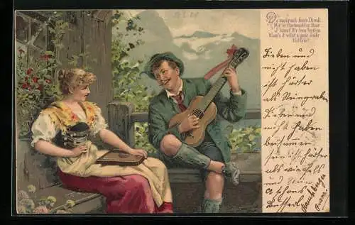 AK Gitarrenspieler und Frau mit Zither