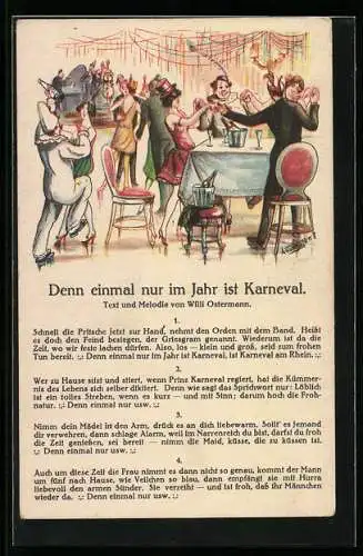 Künstler-AK Köln, Lied: Denn einmal nur im Jahr ist Karneval