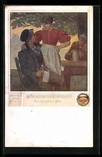 Künstler-AK Karl Friedrich Gsur, Deutscher Schulverein Nr. 463: Das schwarz-braune Bier