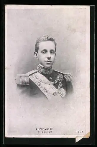 AK Portrait von König Alphonse XIII von Spanien