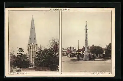 AK Weybridge /Surrey, St. Jame`s Church, The Monument