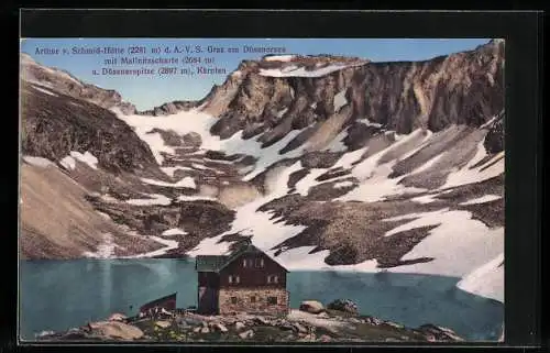 AK Arthur v. Schmid-Hütte, Gesamtansicht am Dössnersee mit Mallnitzscharte