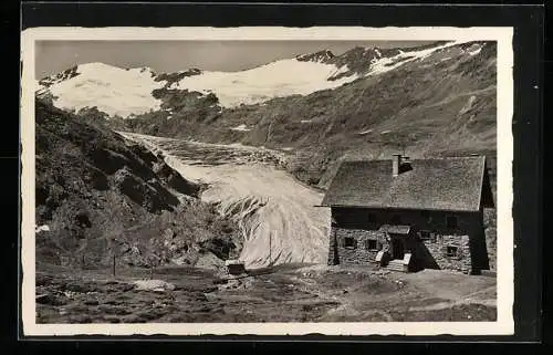 AK Karlsruher-Hütte, Berghütte am Gurgler-Gletscher mit Schalfkogl