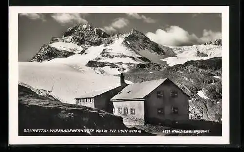 AK Wiesbadener Hütte mit Piz Buin