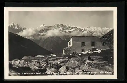 AK Seebichlhaus, Hütte am Tritschelweg, Blick gegen die Schobergruppe