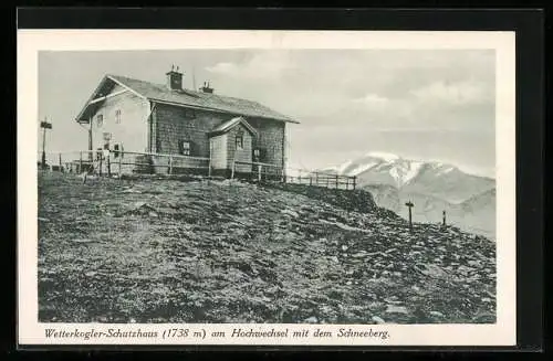 AK Wetterkogler-Schutzhaus, Berghütte am Hochwechsel mit dem Schneeberg