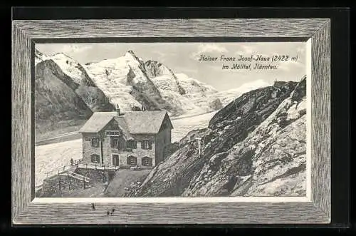 AK Kaiser Franz Josef-Haus, Aussenansicht gegenüber dem Grossglockner an der Franz Josefs-Höhe