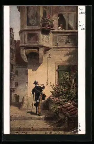 Künstler-AK Carl Spitzweg: Der Briefbote, Briefträger, Postbote