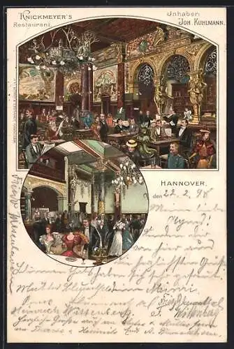 Lithographie Hannover, Knickmeyers Restaurant von J. Kuhlmann