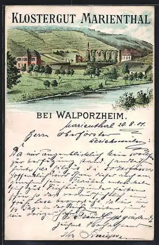 Lithographie Walporzheim, Klostergut Marienthal