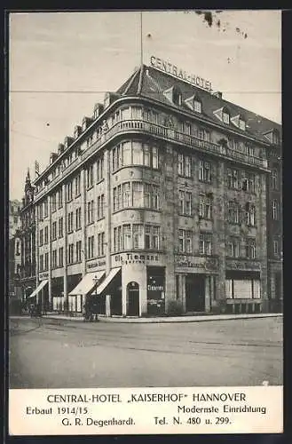 AK Hannover, Central-Hotel Kaiserhof G. R. Degenhardt