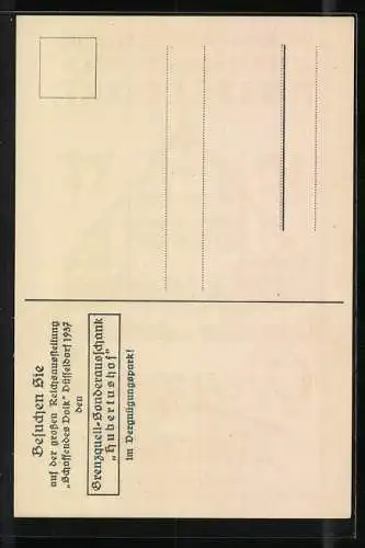 AK Düsseldorf, Reichsausstellung Schaffendes Volk 1937, Hubertushof, Grenzquell-Pilsner