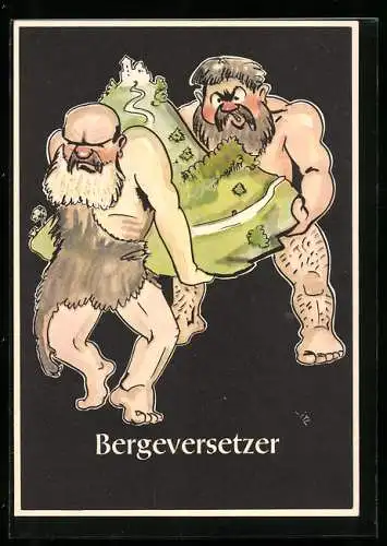 Künstler-AK sign. H. Moritz: Lustige Gezähekiste - 48 bergmännische Begriffe, Bild 33, Bergversetzer