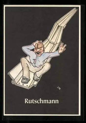 Künstler-AK sign. H. Moritz: Rutschmann, Bergbau