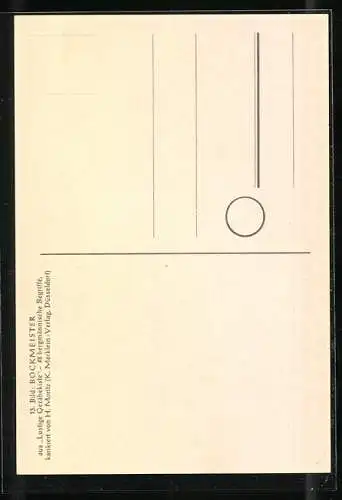 Künstler-AK sign. H. Moritz: bergmännische Begriffe karikiert aus Lustige Gezähekiste, Nr. 13: Bockmeister