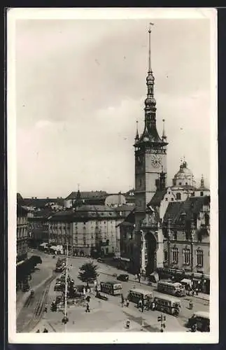 AK Olmütz, Rathaus mit Strassenbahn