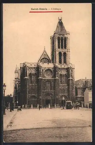 AK Saint-Denis, L`Abbaye, Strassenbahn