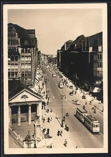 AK Hamburg, Mönckebergstrasse mit Strassenbahn