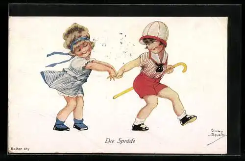 Künstler-AK Chicky Spark: die Spröde, Mädchen in sommerlichen Kleidern