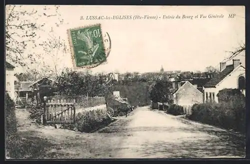 AK Lussac-les-Églises, Entrée du Bourg et Vue Générale