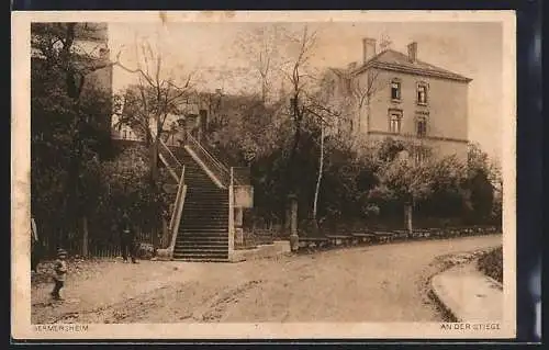 AK Germersheim, Strassenpartie an der Stiege