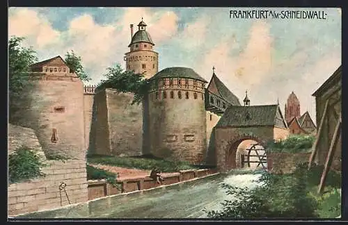 AK Alt-Frankfurt, Schneidwall mit Stadtmauer