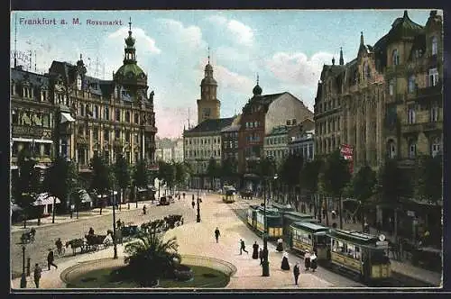 AK Frankfurt /Main, Rossmarkt mit Strassenbahn