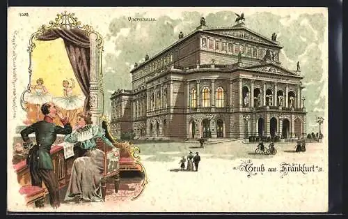 Lithographie Frankfurt a / M., Opernhaus