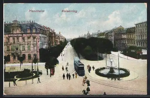 AK Mannheim, Kaiserringe mit Strassenbahn