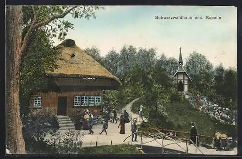 AK Mannheim, Jubiläums-Ausstellung 1907, Schwarzwaldhaus und Kapelle