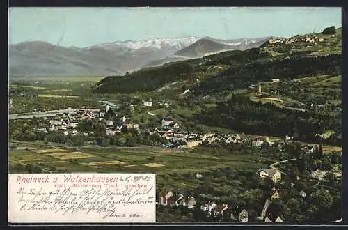 AK Rheineck, Stadttotale mit Walzenhausen vom Steinernen Tisch aus