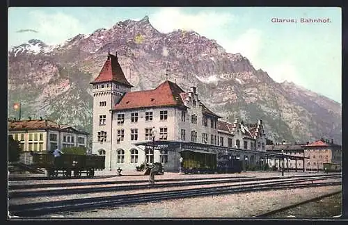 AK Glarus, Ansicht vom Bahnhof