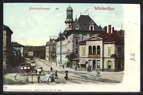 AK Winterthur, Bahnhofstrasse und Actienbrauerei