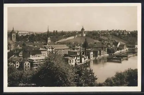 AK Schaffhausen, Ortsansicht mit Turm und Burgmauern