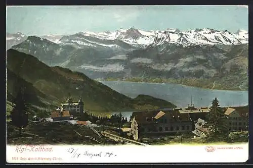 AK Rigi-Kaltbad, Panorama mit Bergen, um 1900