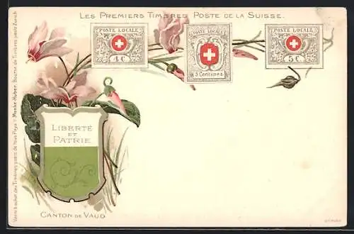 AK Kanton Vaud, Briefmarken, Liberté et Patrie