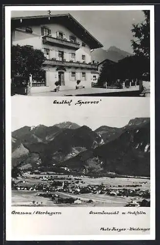 AK Grassau / Chiemgau, Gasthof Sperrer, Ortsansicht