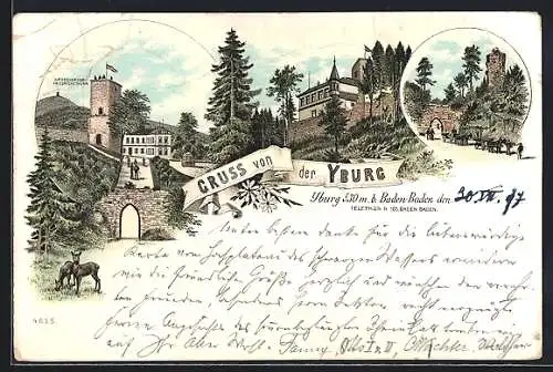 Lithographie Yburg, Grossherzog. Friedrichsturm